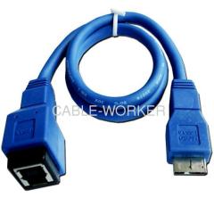 USB3.0 B FEMALE TO MICRO USB3.0 MALE high speed data transfer extension cable
