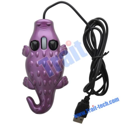 Cool Crocodile Shape Optical Mouse with USB for PC Laptop Gift(Purple)