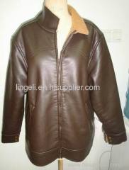 PU Leather Bounded With fake fur Jacket HS2243