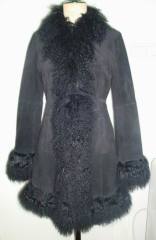 Pig Suede Coat With Long Wool Collar for Women HS2027