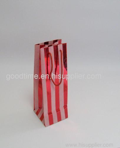 red stripe wine bag