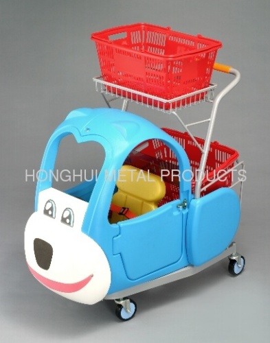 supermarket cart with kid's toy seat