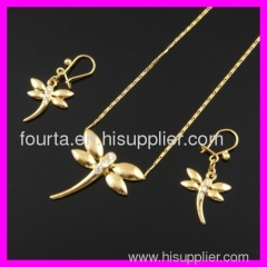 FJ dragonfly shape 18k gold plated set IGP