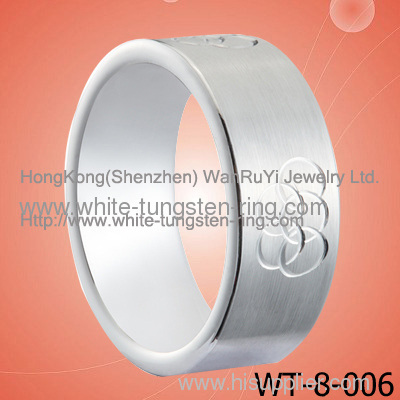 New Men's Ring Engraved White Tungsen Ring