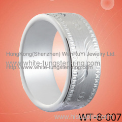 New Men Wedding Ring Carving White Tungsten Ring