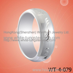 White Tungsten Carbid Ring