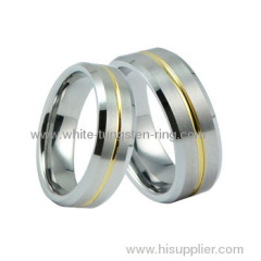 Engraved & Gold Plated Brushed Tungsten Ring
