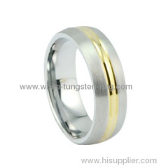 Engraved & Gold Plated Brushed Dome Tungsten Ring