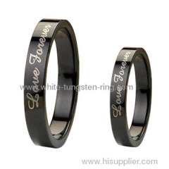 Plain Black Laser Tungsten Ring