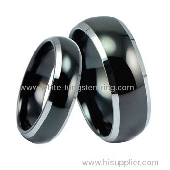 Black Double Tone Dome Tungsten Ring