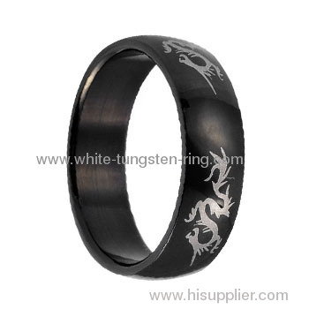 Chinese Dragon Laser Tungsten Ring Black Tungsten Ring