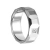 Facet Tungsten Ring with Single AAAAA Grade Cubic Zirconia Inlay