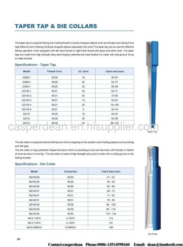 taper tap and die collar