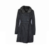 Bonded suedette ladies' long coat