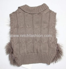 Real mongolian fur with knit