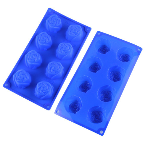 8 Cavities Silicone Cake Mold -- Rose