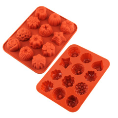 12 Cavities Silicone Cake Pan Baking Mould Silicone Chocolate & Cookie Mould