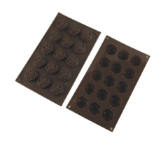 15 Cavities Silicone Chocolate & Cookie Mold -- Rose