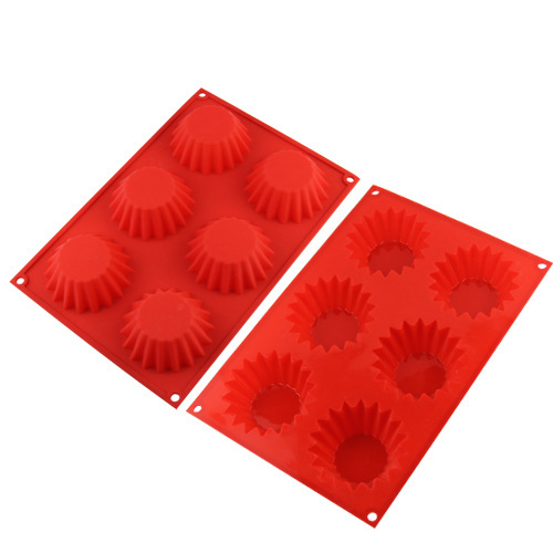 Red 6 silicone Cupcake mold
