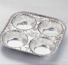 4round in square shaped aluminium foil container