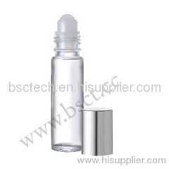 10ml roll on glass bottle with Shiny sliver cap