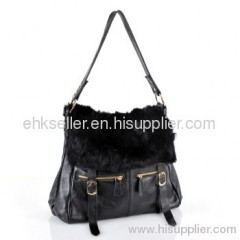 hot sale handbags in winter fur cowhide handbag(dark) cow leather high-quality handbags