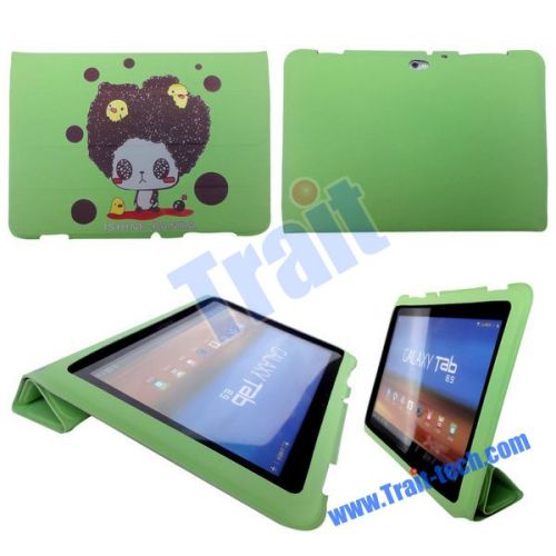 Cute Cartoon Stand Leather Case for Samsung Galaxy Tab P7300/P7310(Green)