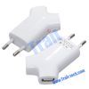 Double USB Port EU Plug Charger for iPhone/iPod/Camera/MP4/Cell Phone etc(White)