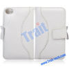 Leather Case Purse Style Magnetic Flip Case Cover for iPhone 4 with Card Slot(White)
