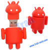 Hot Sales Cute Android Rubber Robot USB Flash Drive with 1GB, 2GB, 4GB, 8GB(Red)