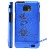 Hot Sale Flower Pattern Skin Electroplating Frosted Hard Case for Samsung Galaxy S2 i9100(Blue)