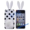 Lovely Dot Rabbit Silicone Case Cover for iPhone 4(White)