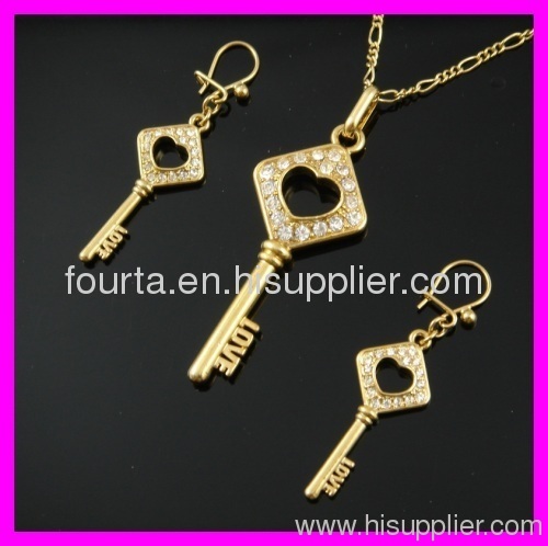 FJ key shape 18k gold plated set IGP