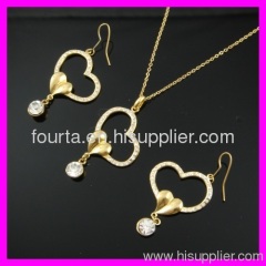 FJ heart shape 18k gold plated set