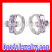 Purple CZ sterling silver hoop earrings