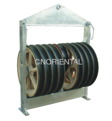 overhead power line transmission conductor stringing block