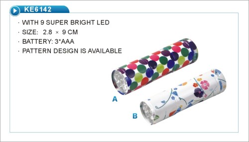 9 LED pattern designed flashlight