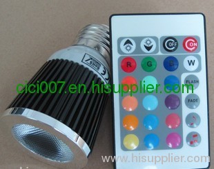 5W Hi-Power RGB LED Spotlight (E27,E14,GU10,MR16) Base (Music+IR) Control