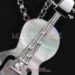 Fashion Sterling Silver violin Pendant with Stone wholesale