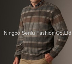 Men's Stripped Crew Neck Wool Sweater