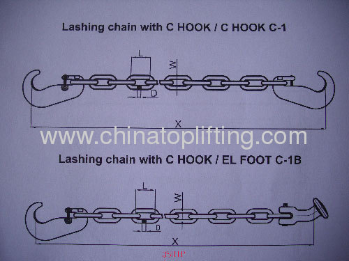 Lashing chain with all kinds of fittings