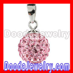 Sterling Silver 10mm Pink Czech Crystal Pendants Wholesale