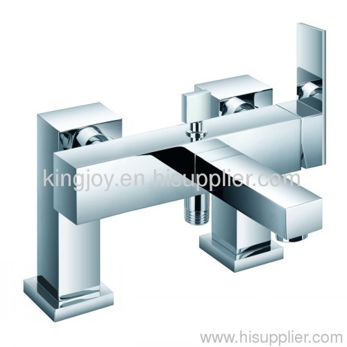 Single lever deck bath/shower mixer