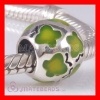 925 Sterling Silver Jewelry Butterfly Bead with Light Green Enamel