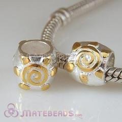 Sterling Silver Beads With Gold Plated Sunflower For Father's Day