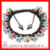 Handmade Shamballa Style Bracelets With Colorized Crystal Beads and Hematite