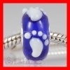 european Blue Lampwork Glass Baby Footprint Beads fit Lovecharmlinks Jewelry