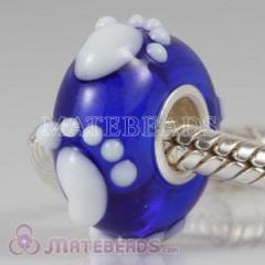 european Blue Lampwork Glass Baby Footprint Beads fit Lovecharmlinks Jewelry