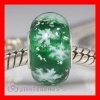 Green Snowflake Glass Beads With Sterling Silver Core