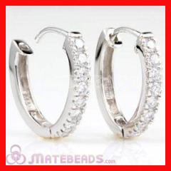 Shamballa 925 Sterling Silver Clear CZ Huggie Hoop Earrings